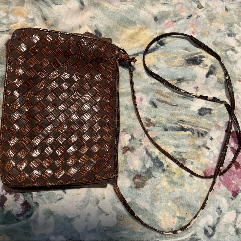 Bottega Veneta small brown bag: suede/lizard